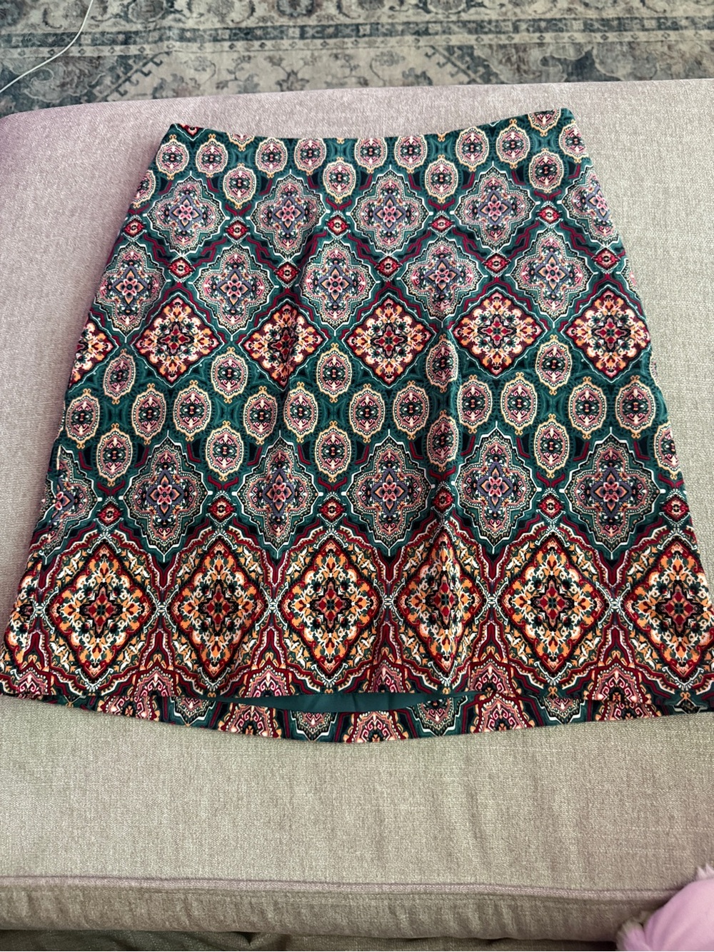 LOFT Green Multi-Color Printed Pencil Skirt